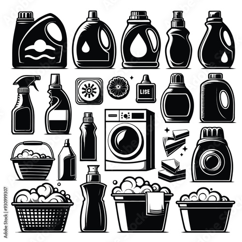 Laundry detergent shiloute vector