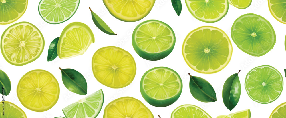 Lime and slices background isolated on white9 Lime and slices background isolated on white9