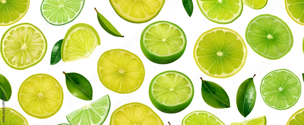 Lime and slices background isolated on white9 Lime and slices background isolated on white9