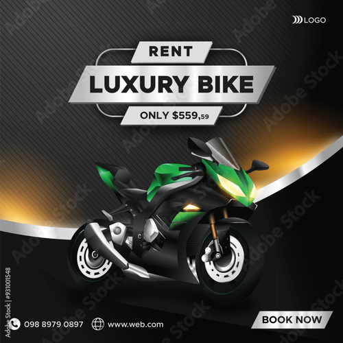 New motorcycle rent and sale promo template design