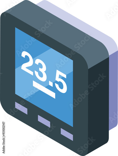 Digital thermostat displaying the current room temperature