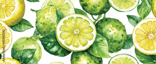 Lime and slices background isolated on white3