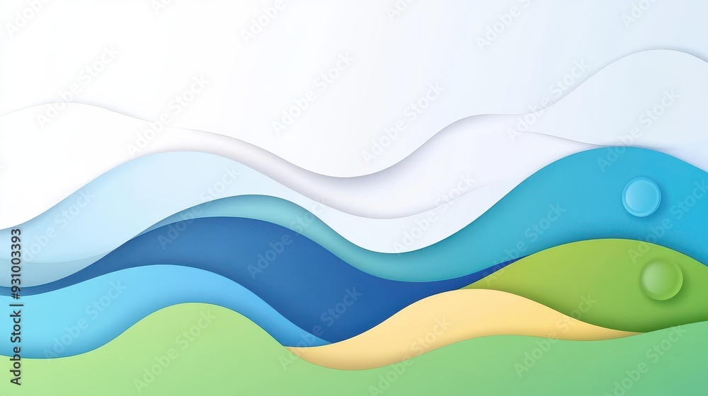 Fototapeta premium Vibrant blue and green gradient waves create a dynamic backdrop, enhancing modern flat illustrations with playful textures.