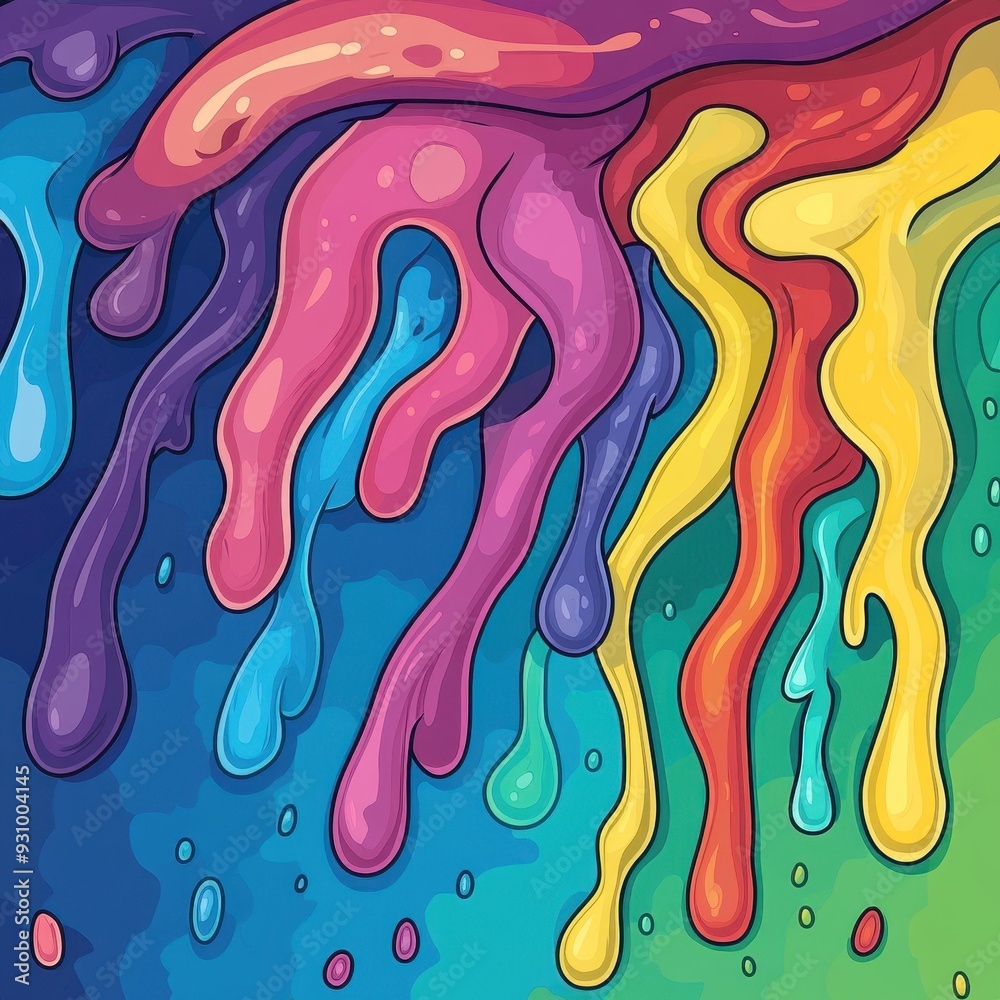 Naklejka premium Dive into a vibrant, slimefilled world with detailed art, bold lines, and an animated s style that bursts with color.