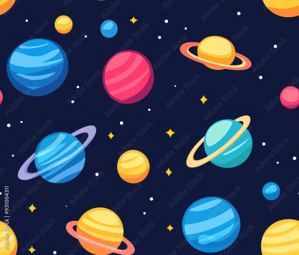 A vibrant childrens book cover featuring a colorful solar system with playful planets against a dark blue backdrop. A vibrant childrens book cover featuring a colorful solar system with playful planets against a dark blue backdrop.
