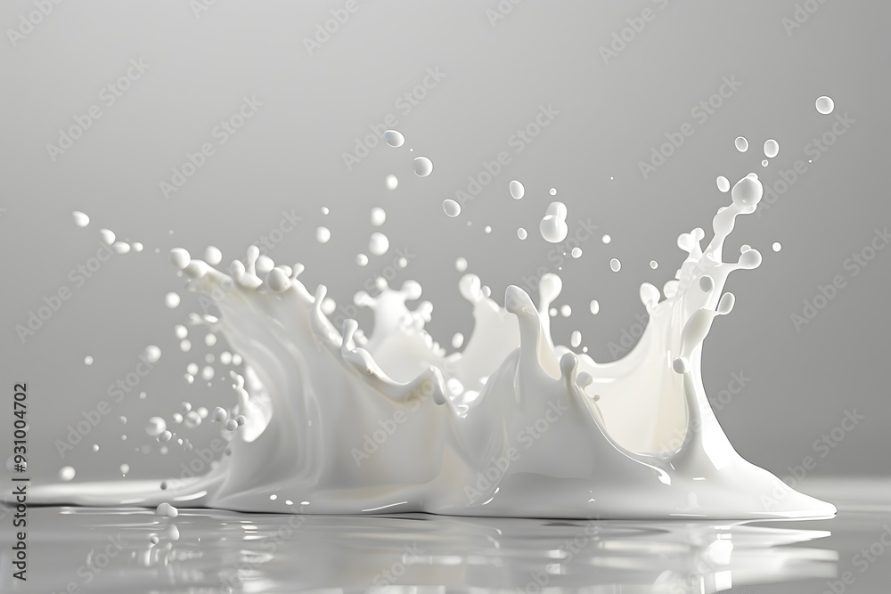 Splashing Milk on Isolated White Background with Copy Space Splashing Milk on Isolated White Background with Copy Space