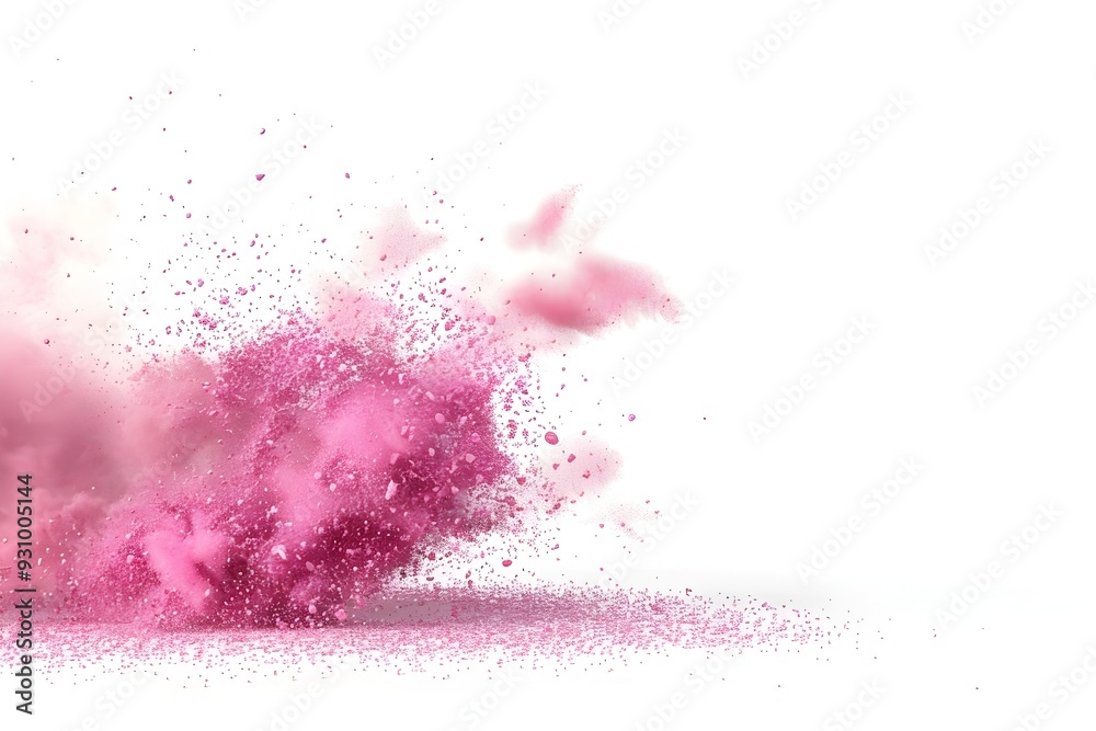 Vibrant Powder Explosion on Crisp White Background for Dynamic Visuals Vibrant Powder Explosion on Crisp White Background for Dynamic Visuals