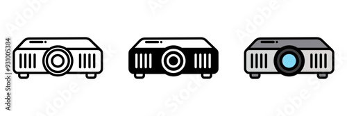 Projector Icon, A device used in classrooms or lecture halls to display images, videos, or presentations onto a screen for group viewing.