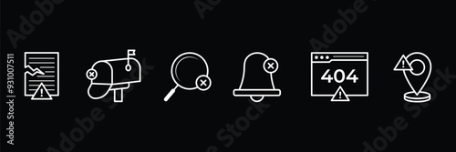 Set of Empty state symbol collection. Empty state icon with black background. Vector Illustration.