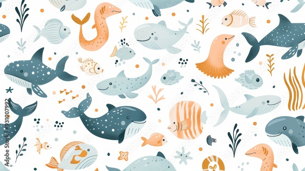 cute seamless pattern of animal aquatic cute seamless pattern of animal aquatic