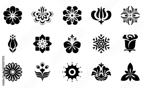 Flowers icon set. Flowers isolated on transparent background. Flowers in modern simple. Cute round flower plant nature collection. Vector illustrator