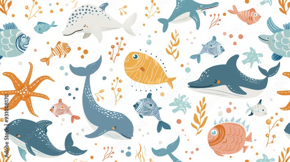 cute seamless pattern of animal aquatic cute seamless pattern of animal aquatic