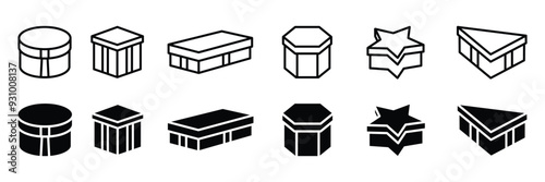 Set of Gift box isolated element icon collection. Different style Gift box symbol. Vector Illustration.