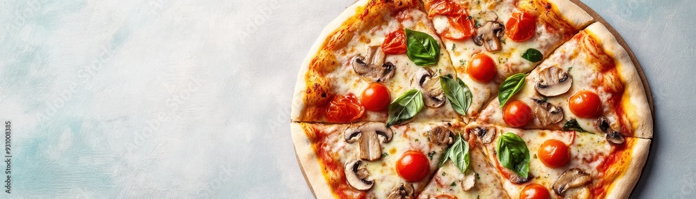 Delicious pizza topped with fresh vegetables, cheese, and a golden crust, perfect for sharing or enjoying alone. Delicious pizza topped with fresh vegetables, cheese, and a golden crust, perfect for sharing or enjoying alone.