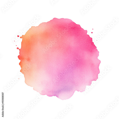 A vibrant watercolor splash in shades of pink and orange, perfect for backgrounds, designs, or artistic projects.