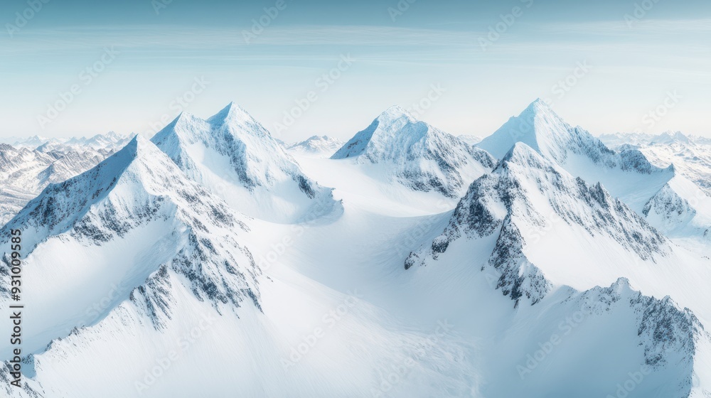 Stunning snow-covered mountains under a clear blue sky, showcasing majestic peaks and serene winter landscapes. Stunning snow-covered mountains under a clear blue sky, showcasing majestic peaks and serene winter landscapes.