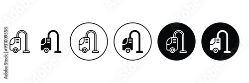 Set of Vacuum cleaner icon with white background. Vector Illustration.