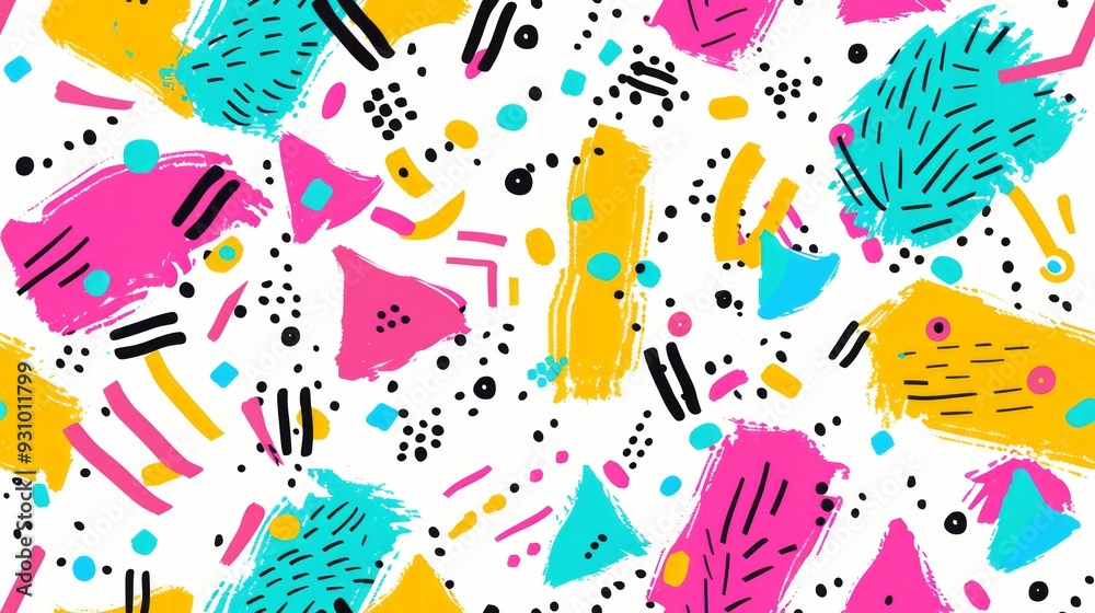 cute seamless pattern of memphis style