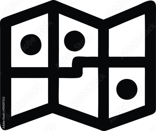 a black and white logo of a map