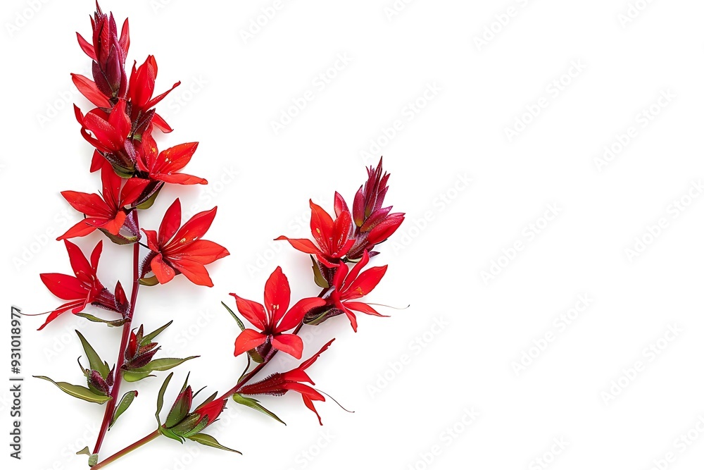 Red Cardinal Isolated on White Background. Beautiful Cardinal Flower Red Cardinal Isolated on White Background. Beautiful Cardinal Flower