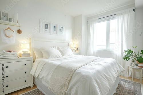 Simple white bedroom with cozy elements and a serene feel