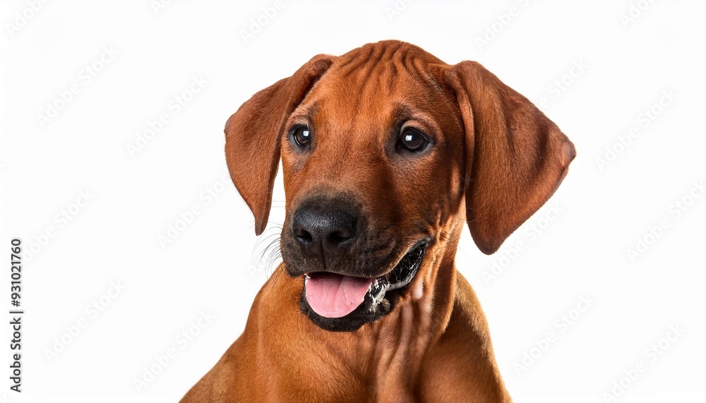 笑顔のローデシアン・リッジバックの子犬のポートレート(Portrait of a smiling Rhodesian Ridgeback puppy on white background)
笑顔のローデシアン・リッジバックの子犬のポートレート(Portrait of a smiling Rhodesian Ridgeback puppy on white background)