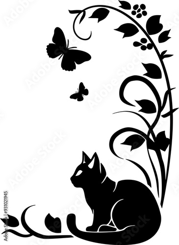 Cat ornament corner border