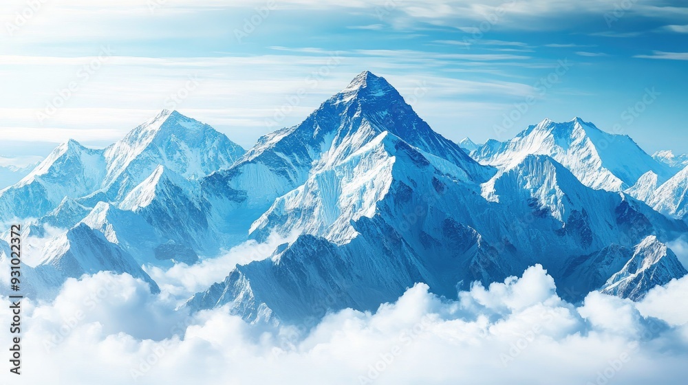 Mighty Himalayas with the peaks of Mount Everest towering in the background. Copy space available Mighty Himalayas with the peaks of Mount Everest towering in the background. Copy space available