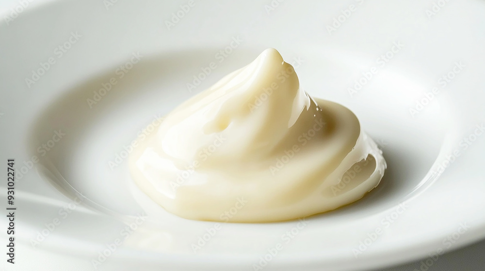 mayonnaise on a white plate, isolated against a clean background mayonnaise on a white plate, isolated against a clean background