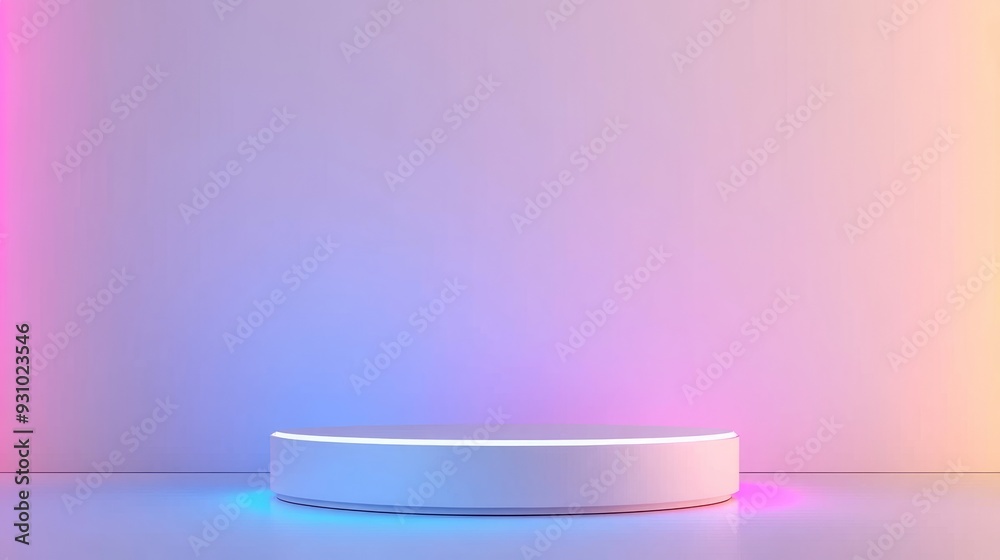 Futuristic Neon Light Podium for Luxury Product Showcases Futuristic Neon Light Podium for Luxury Product Showcases