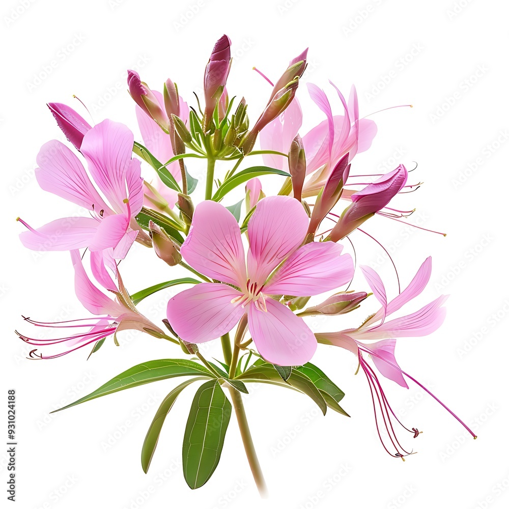 Obraz premium Pink Cleome Isolated on White Background. Beautiful Cleome Flower