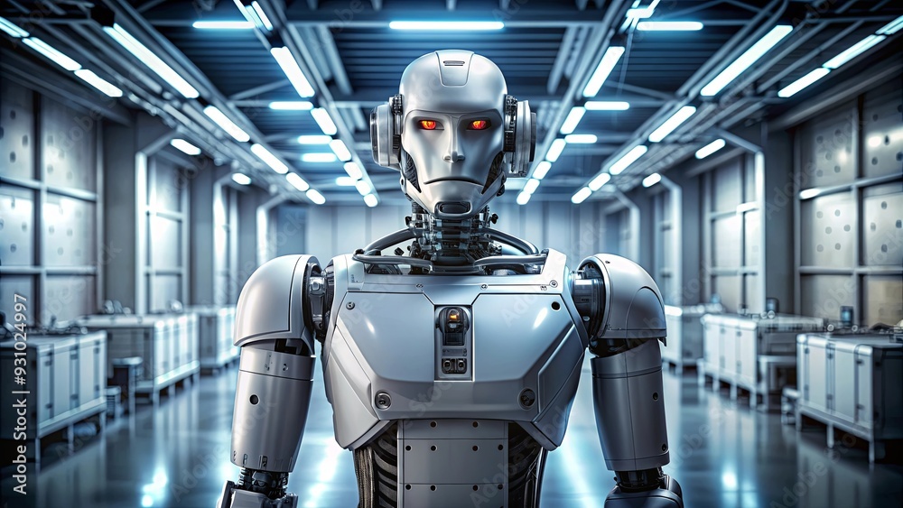 Robot with large head and machine behind it, robot, large head, machine, technology, futuristic Robot with large head and machine behind it, robot, large head, machine, technology, futuristic