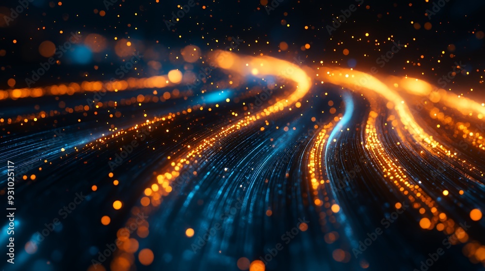 Abstract glowing lines of light in a swirling motion, creating a futuristic and dynamic background. Abstract glowing lines of light in a swirling motion, creating a futuristic and dynamic background.