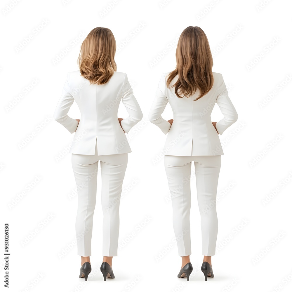 Back View of Business Women Discussing in Office Environment Back View of Business Women Discussing in Office Environment