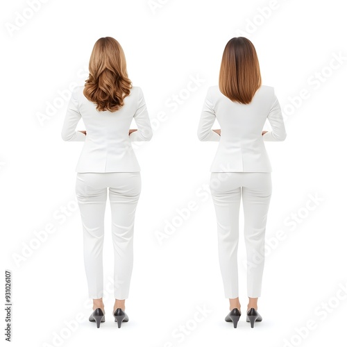 Two Businesswomen Discussing in Clean White Background