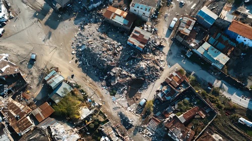 Aerial View of trash housing Footage 4K photo