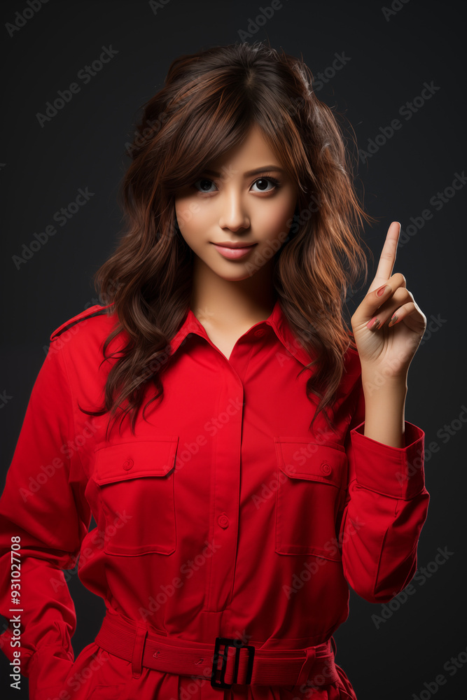 young Asian Woman wearing a red outfit, isolated on a white isolated background young Asian Woman wearing a red outfit, isolated on a white isolated background