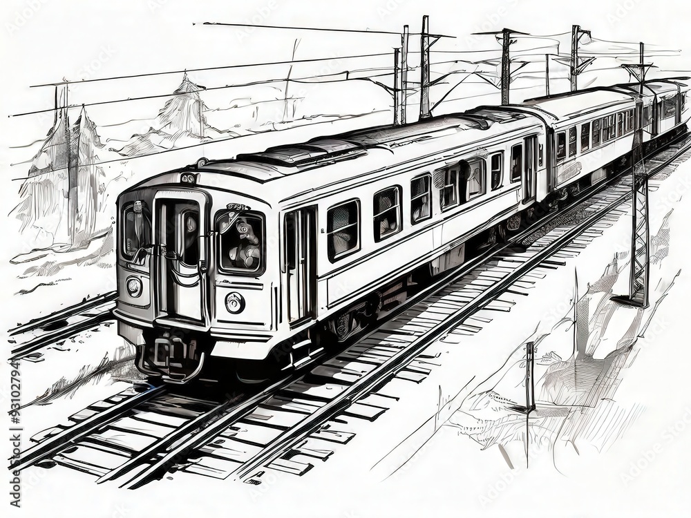 Naklejka premium the AI Image Generator, image of a local train approaching the station