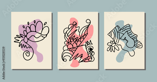 Set hand drawn illustration of a abstrack doodle walldecoration photo