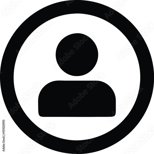 a black and white icon of a person in a circle