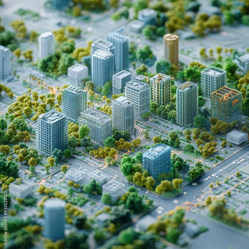 Obraz premium A city planning document with Decarbonization Strategy prominently displayed, showing a roadmap to a cleaner future