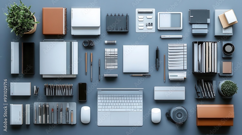 An organized workspace with neatly arranged files, tools, and devices, representing the efficiency and structure of a wellrun organization An organized workspace with neatly arranged files, tools, and devices, representing the efficiency and structure of a wellrun organization