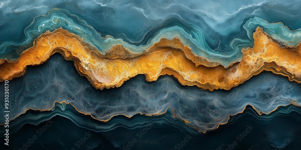 Vibrant Fractal Patterns in Luxurious Metal Finish, generative ai