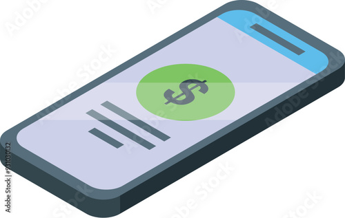 Smartphone showing a dollar sign, representing the concept of mobile banking and financial transactions on the go