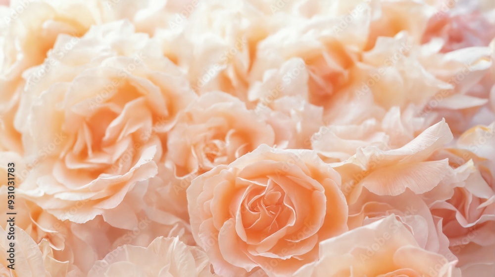 Close-up group pink white roses roses are full Peach pink rose b Close-up group pink white roses roses are full Peach pink rose b