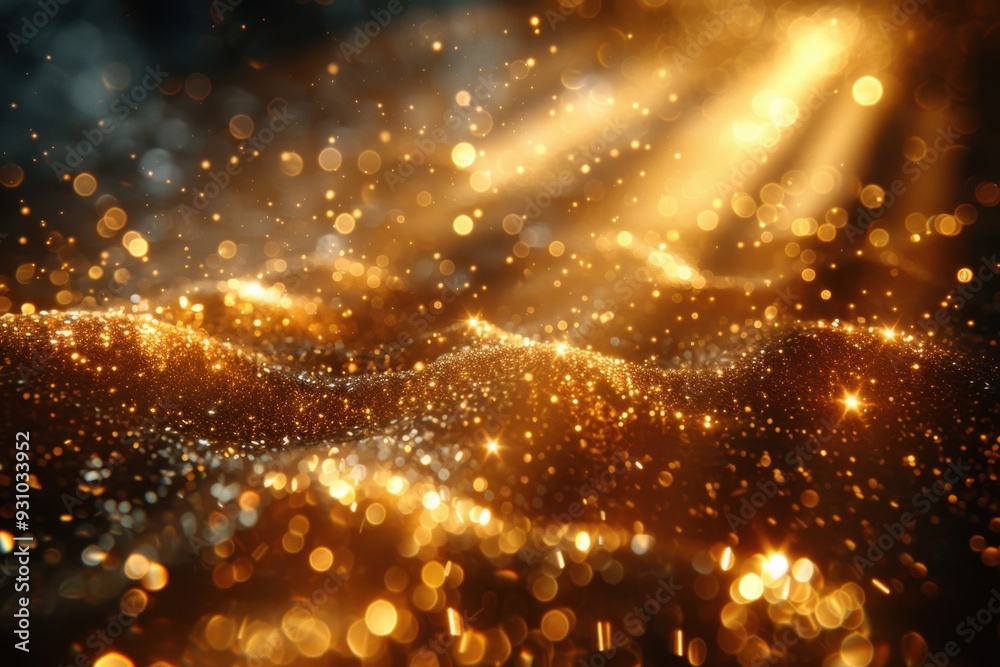 Obraz premium Sparkling Gold Glitter with Light Rays