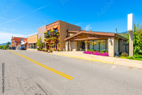 Принти на полотні McKinley Avenue, the main street through the historic town of Kellogg, Idaho, in the Silver Valley district