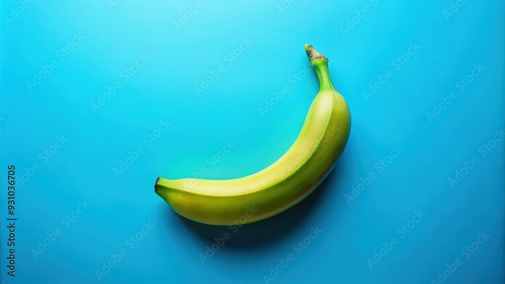 Fresh green banana against a vibrant blue background, fruit, banana, green, fresh, healthy, organic, natural, nutritious Fresh green banana against a vibrant blue background, fruit, banana, green, fresh, healthy, organic, natural, nutritious