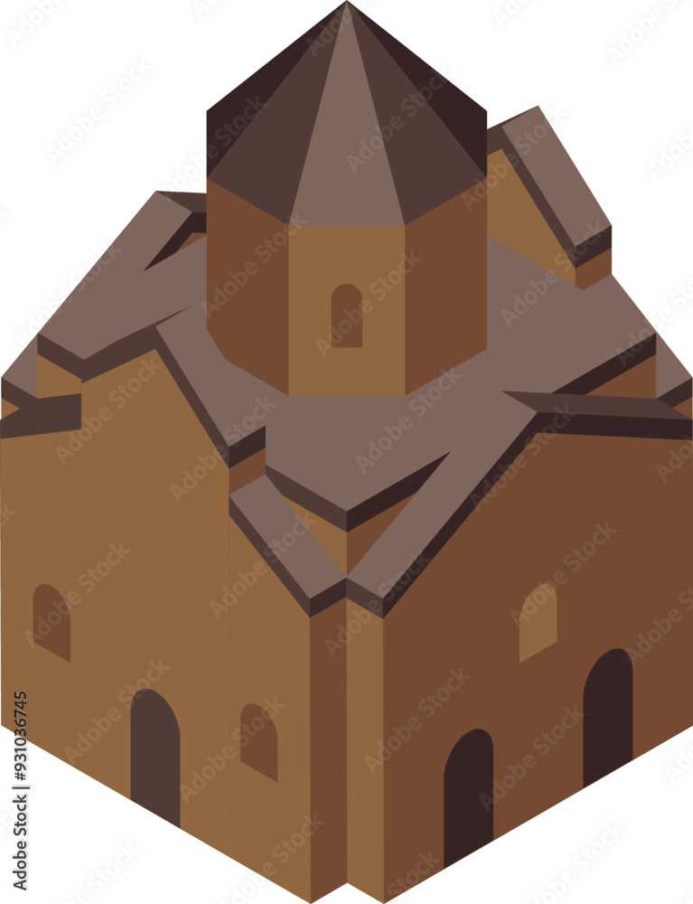 Illustration of an ancient armenian church with a dome Illustration of an ancient armenian church with a dome