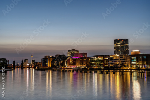 Berlin at night with the Oberbaum Bridge and the famous Television Tower